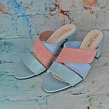 Шкіряні мюлі на широкому підборі., фото 4