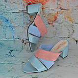 Шкіряні мюлі на широкому підборі., фото 2