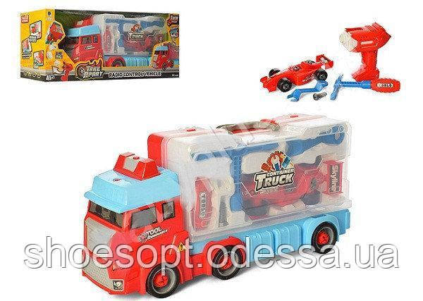 Ігровий набір машинка Трейлер з інструментаміну радіокеруванні, світло, звук, фото 1