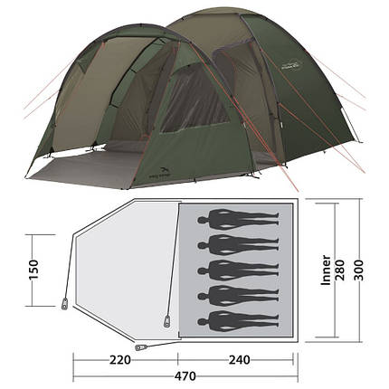 Намет п'ятимісний Easy Camp Eclipse 500 Rustic Green (120387), фото 1