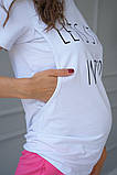 Футболка для вагітних і годуючих мам з секретом для годування біла з написом, 4107041-60, фото 2