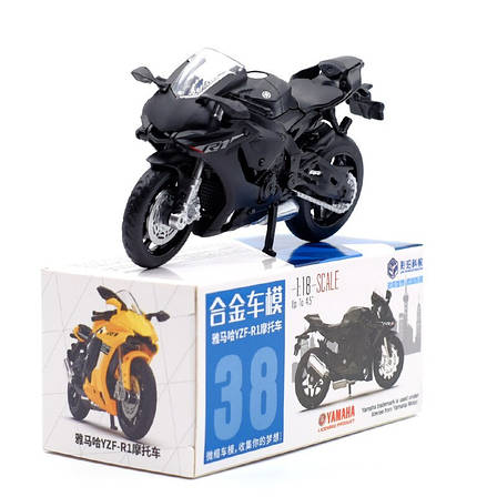 Модель мотоцикла Yamaha YZF-R1 масштаб: 1:18. Іграшковий мотоцикл Ямаха Р1 чорний, фото 2