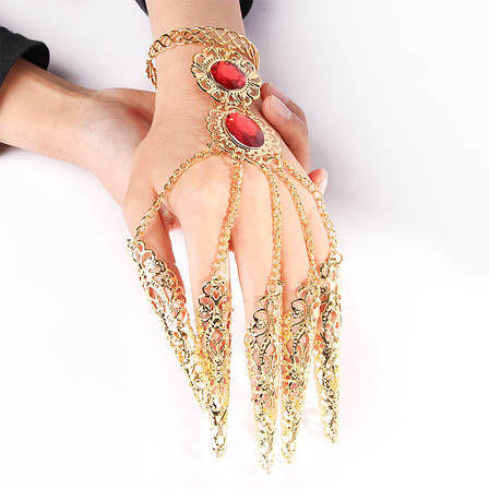 Слейв браслет RESTEQ. Індійський весільний браслет. Індійські прикраси. Прикраса у східному стилі на руку. Квіти рук, фото 2