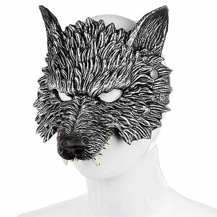 Черная маска волка. Маска волк из полиуретановой пены. Маска Wolf черного цвета, фото 2