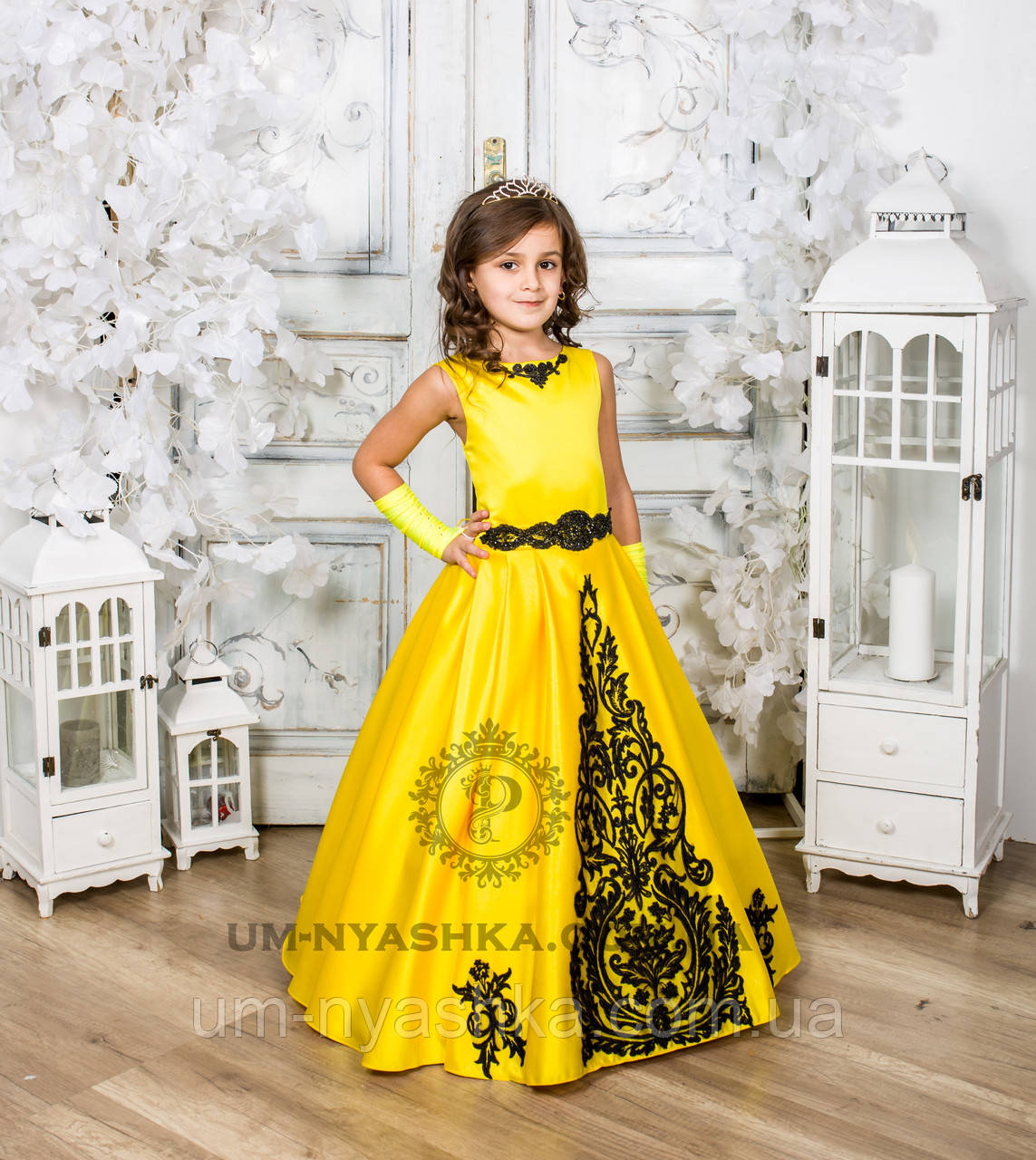 Шикарне довге жовте плаття принцеси Белль на 6-7 років