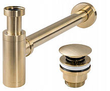 Сифон для раковини REA BRUSHED GOLD універсальний + CLICK-CLACK
