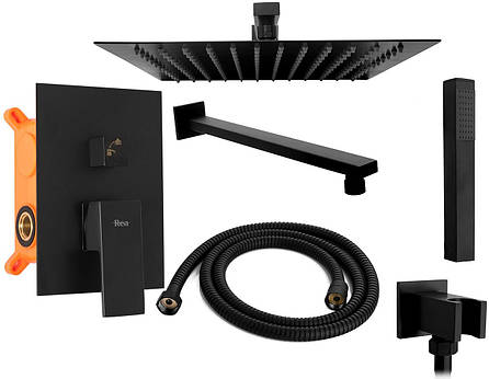 Душова система REA FENIX BLACK + BOX прихованого монтажу, фото 1