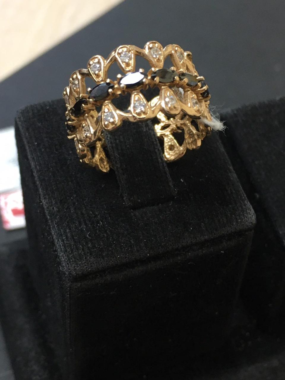 Золотое кольцо с черными камнями размер 17 - фото 2 - id-p384707726