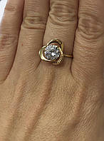 Золотое кольцо с крупным фианитом Альвиа