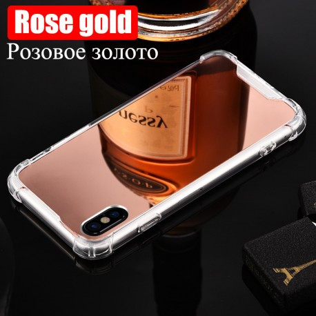 Протиударний Дзеркальний силіконовий чохол для iPhone X/XS Рожевий