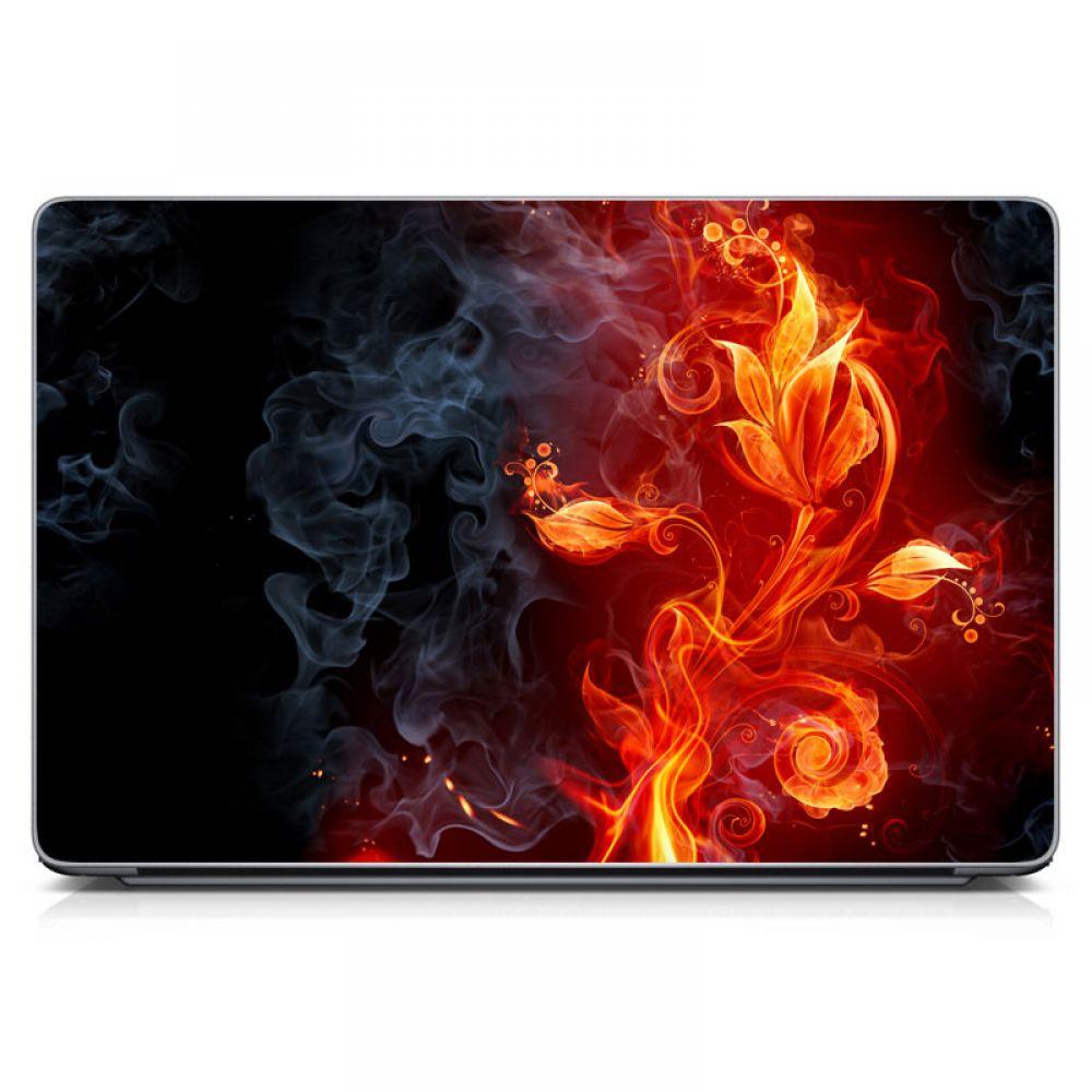 Універсальна наклейка для ноутбука, 13.3"-15.6” 380x250 мм Fire Flower матова, практичний подарунок, наклейка вініл