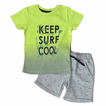 Костюм на літо футболка з шортами для хлопчика "keep surf" // 2/ 92