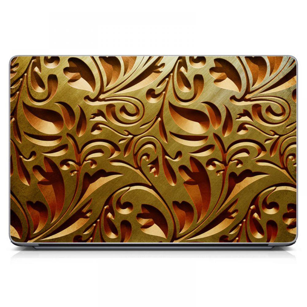 Універсальна наклейка для ноутбука, 13.3"-17.3” 400x260 мм Dark Gold Texture Матова, наклейки для ноутбука