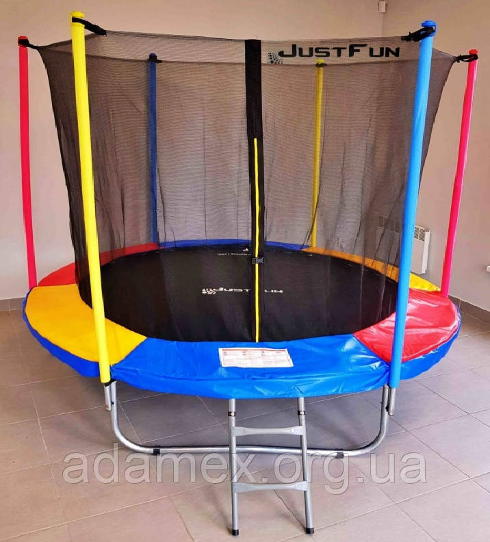 Батут Just Fun 305 см з внутрішньої сіткою і драбинкою кольоровий