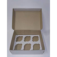 Коробка на 6 капкейков микрогофра 240*180*90 мм