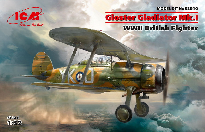 Пластикова модель 1/32 ICM 32040 британський винищувач Gloster Gladiator Mk.I British Fighter, фото 1