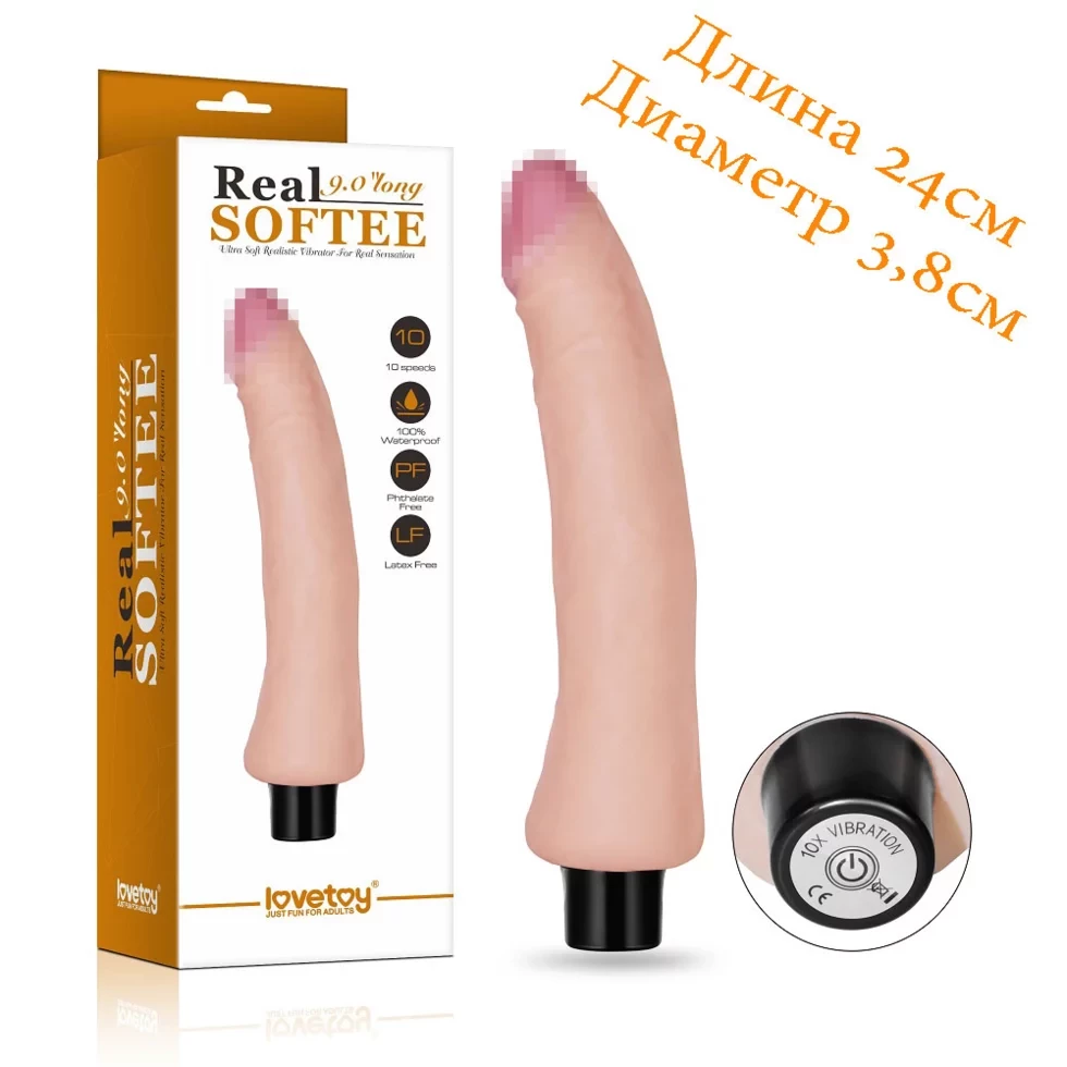 Реалістичний класичний вібратор REAL SOFTEE 24 см на 3 см, фото 1