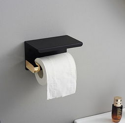 Тримач для туалетного паперу. Модель RD-5656-1 Модель В / чорний+золото
