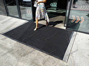 Решіток гумовий килим Хвиля 15 см 120х185 см чорний з кантом