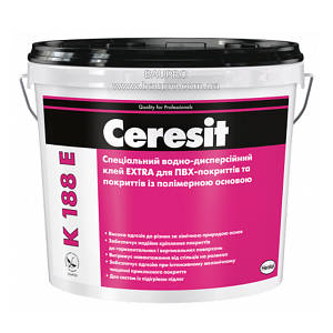 Клей CERESIT K 188 E спеціальний водно-дисперсійний для ПВХ-покриттів, 12 кг