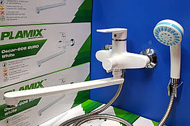 Змішувач для ванної Plamix Oskar -006 Euro White білий з термопластику з поворотним гусаком