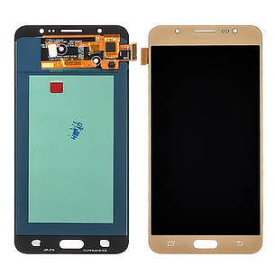 Дисплей (lcd екран) для Samsung J710 Galaxy J7 (2016) із золотистим тачскрином OLED, фото 2
