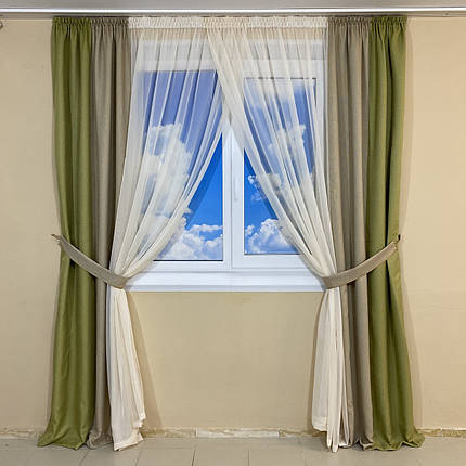 Тюль штори Тріо №444 Салатовий, фото 2