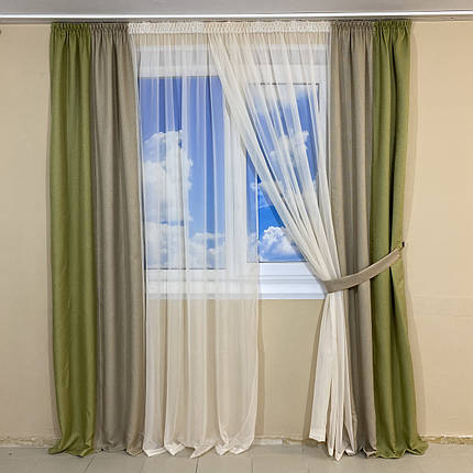 Тюль штори Тріо №444 Салатовий, фото 1