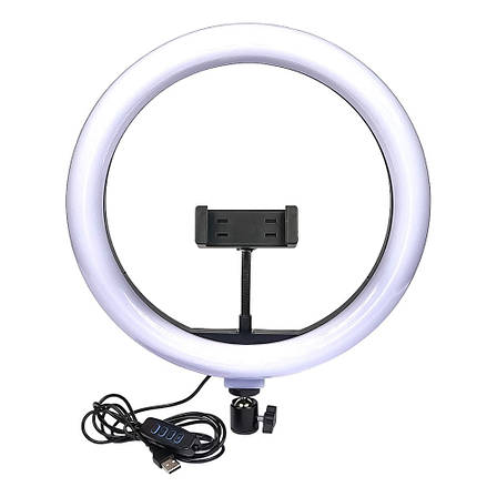 Кільцева LED лампа F-260A з тримачем для телефону 10" 26см, фото 2