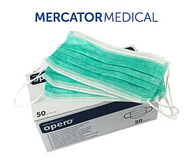 Маска медична Mercator Medical Opero на гумках тришарова (50 шт.) зелена
