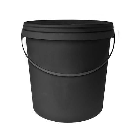 Кругле чорне відро з ручкою і кришкою 10л, фото 1