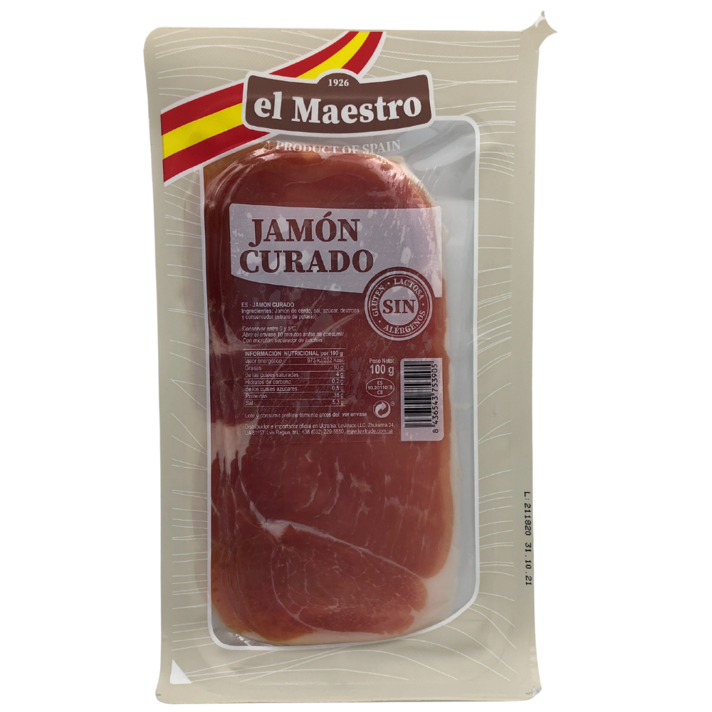 Хамон Maestro JAMON Curado Locheando нарізка, 100г, 20шт/ящ