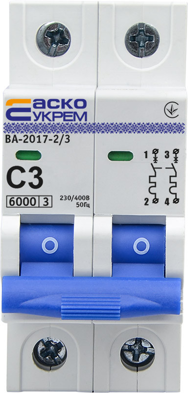 Автоматичний вимикач УКРЕМ ВА-2017/С 2р 3А АСКО