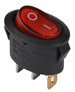 KCD1-9-101N R/B 220V Переключатель 1 клавиатур. овал. красный с подсветкой