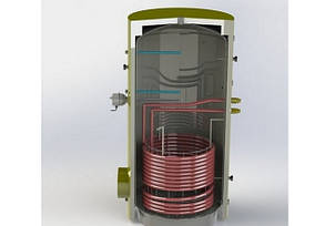 Бак непрямого нагрівання, напольний водонагрівач з одним теплообмінником ВТ-01-2000 KHT-heating