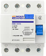 Пристрій захисного відключення УКРЕМ ПЗВ-2001 4р/16А/30мА АСКО