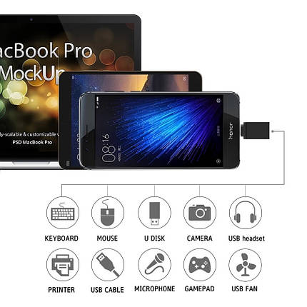 Перехідник OTG Rocketek USB - Type-C (Чорний) USB 3.0, фото 2