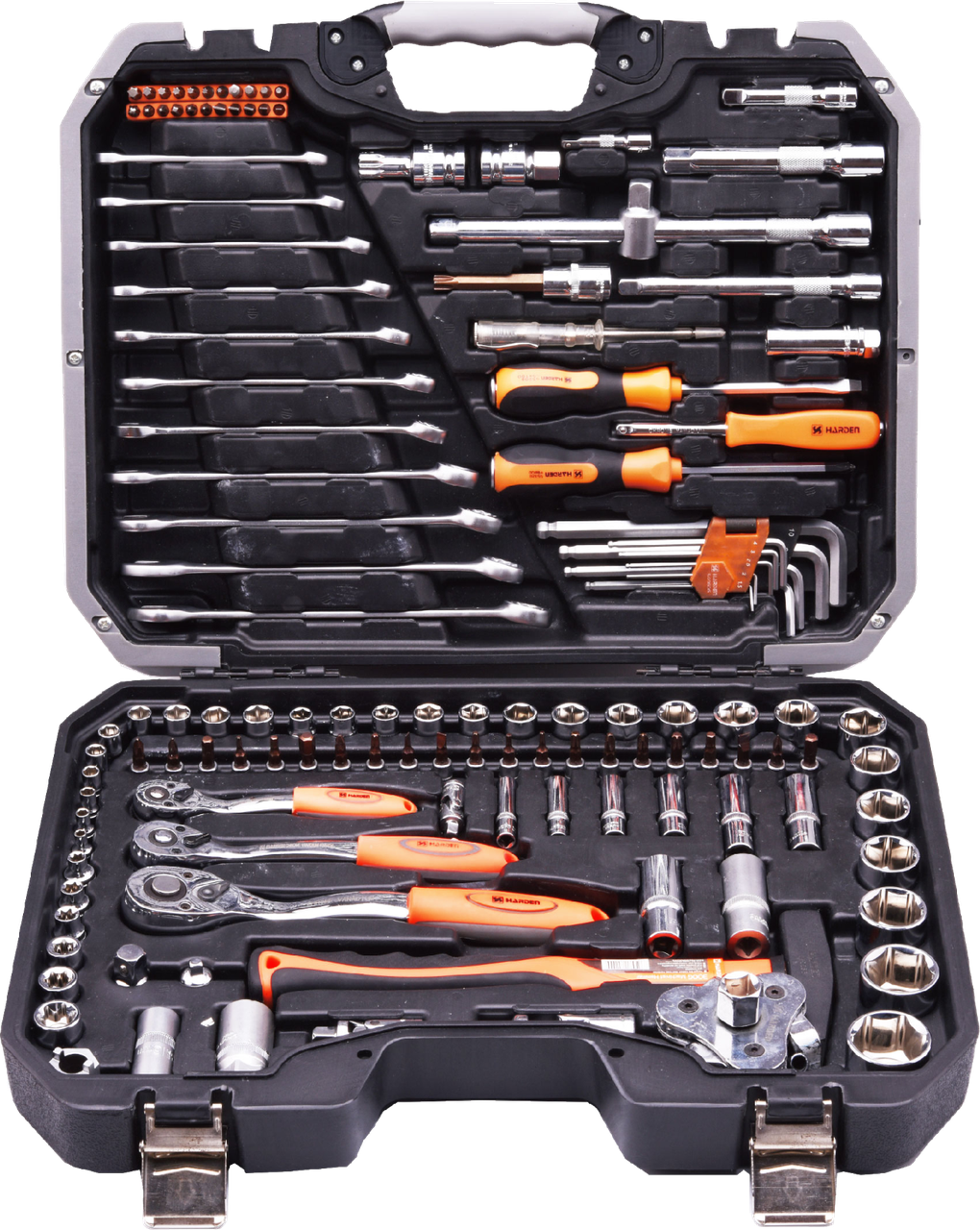 Універсальний набір інструментів 1/2", 3/8", 1/4", 122 пр. Harden Tools 510822