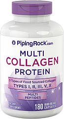 Piping Rock Multi Collagen Protein (Types I, II, III, V, X), Колаген комплекс 1,2,3,5,10 типу (180 капсул.)