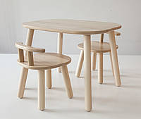 Комплект стол и 2 стула детских 4-7 лет, натуральный бук