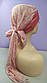 Чалма літня 54-60 рр шапка шифон рожева на пов'язці трикотажній "Вуалька" натуральна тканина, фото 5