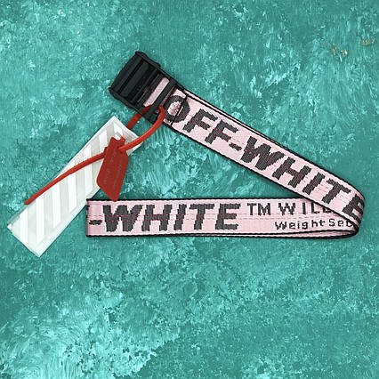 Ремінь на Пояс Off-White Original Belt Офф Вайт 150 см Рожевий з чорним пряжкою, фото 2