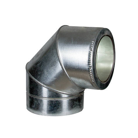 Коліно термо (50 мм) 90° Ф130/230 неірж/оц AiSi321  ⁇ 1,0 мм, фото 1