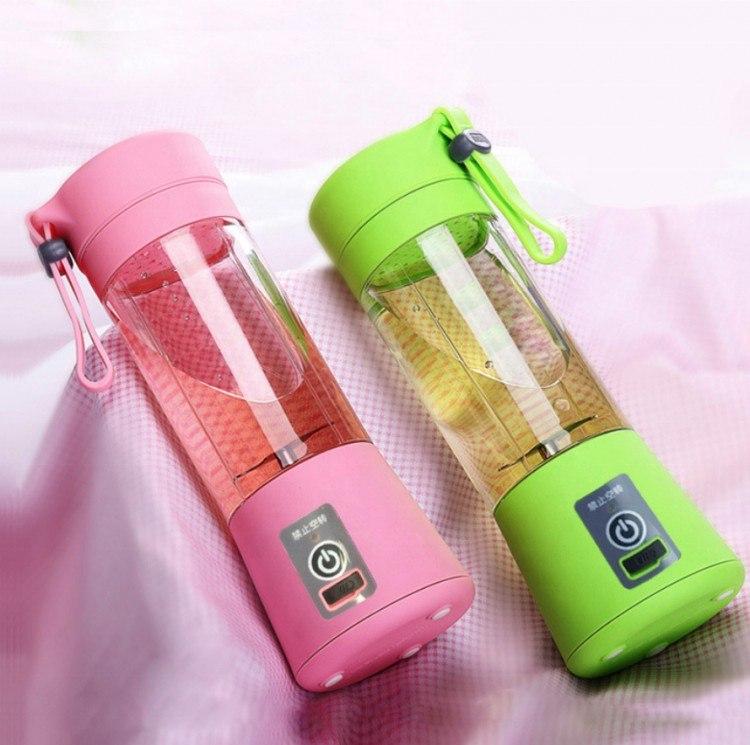Портативний фітнес блендер USB Smart Juice Cup Fruits 4 ножі rose, фото 1