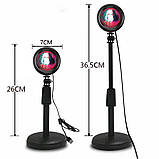 Проекційний світильник Sunset Lamp червоний захід USB світильник проектор світанку атмосферна лампа для фото, фото 4