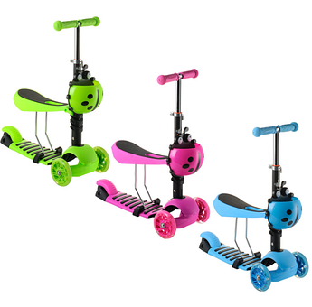 Дитячий самокат Scooter колеса PU світні, кошик