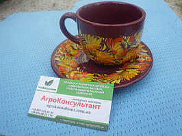 Кавова чашка з блюдцем - Петриковська розпис\Coffee cup with saucer- Petrikov painting