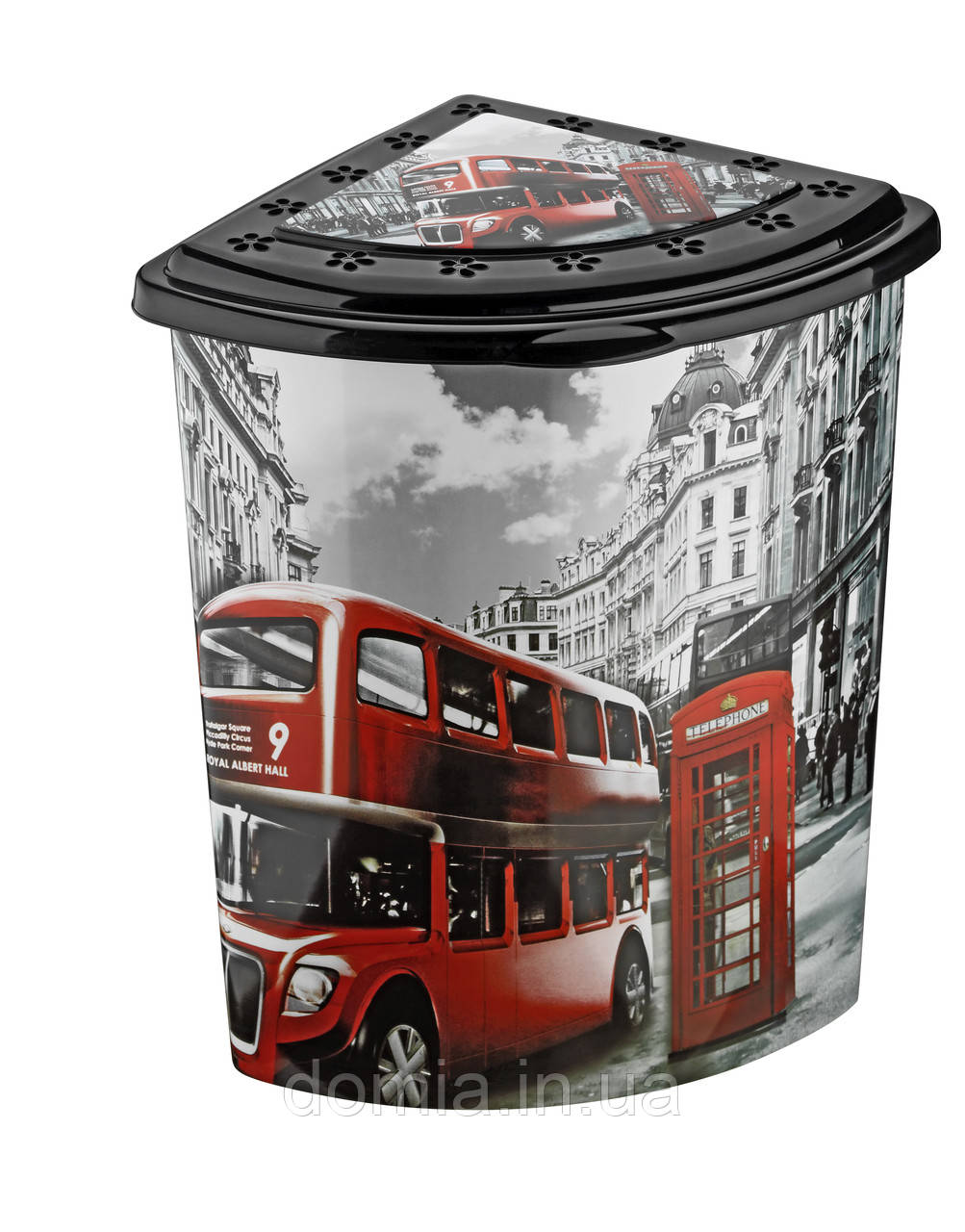 Кошик для білизни кутова ELIF Plastic з малюнком Лондон (40*53*55 см) 48 к. Е-338