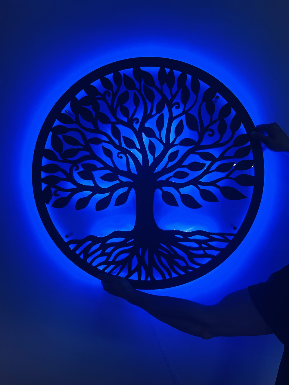 Декоративне панно з дерева з LED підсвічуванням "ДЕРЕВО ЖИТТЯ" 60х60, Машинна робота, фото 1