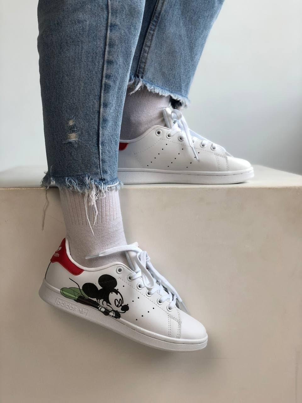 Кросівки жіночі білі Adidas Stan Smith Mickey Mouse (06340), фото 1